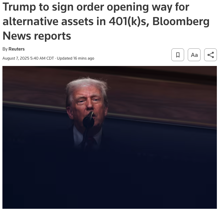 Trump to Sign Executive Order to Open 401(k) Plans to Crypto