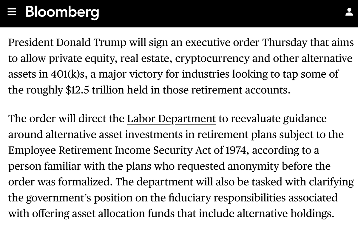 Trump Order Opens 401(k) Plans to Bitcoin and Other Crypto
