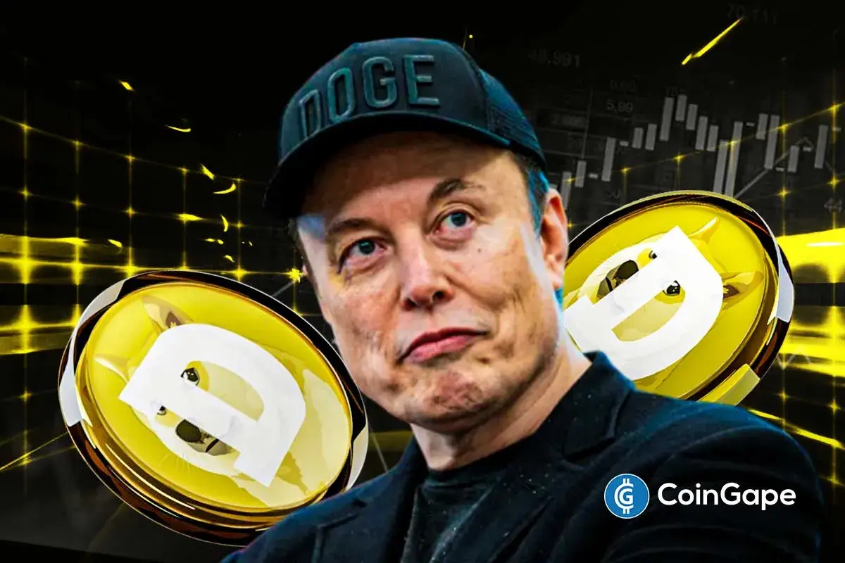 Dogecoin price chart shows consolidation near $0.21 with projected breakout toward $0.50.