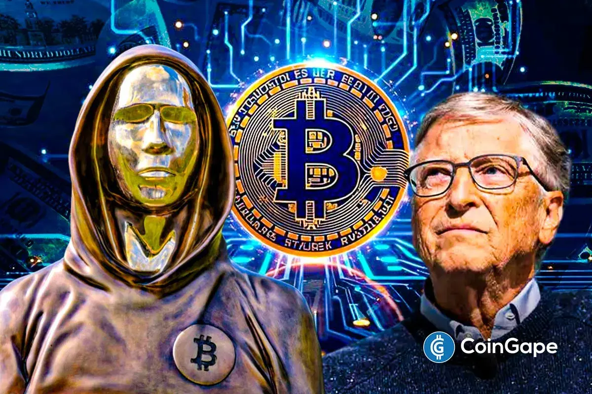 Satoshi Nakamoto and Bill Gates looking ahead after tough competition on net worth.