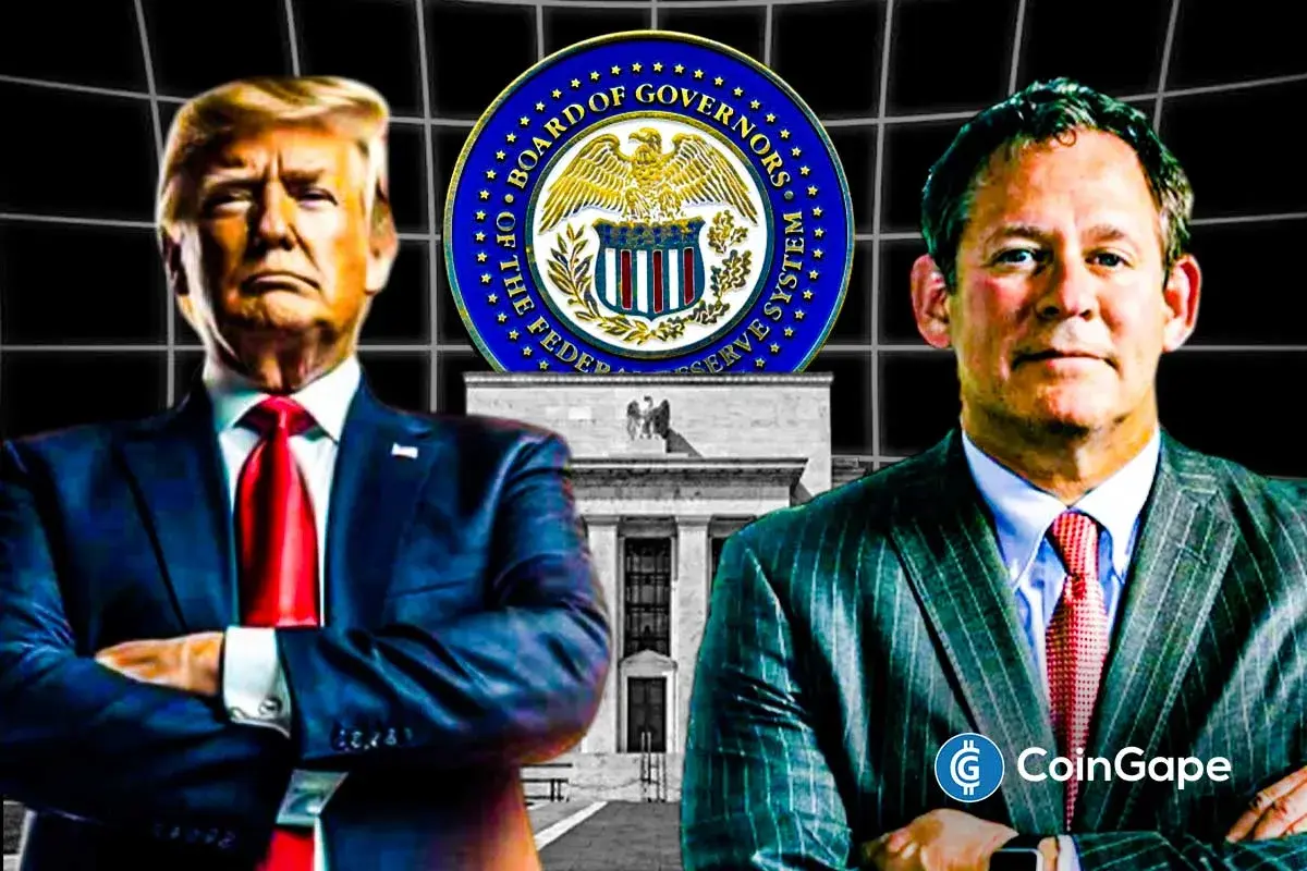 An image of Donald Trump, Rick Rieder and Federal Reserve logo to represent Fed Chair role