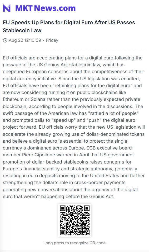 EU Weighs Public Blockchain for Digital Euro After US Stablecoin Law