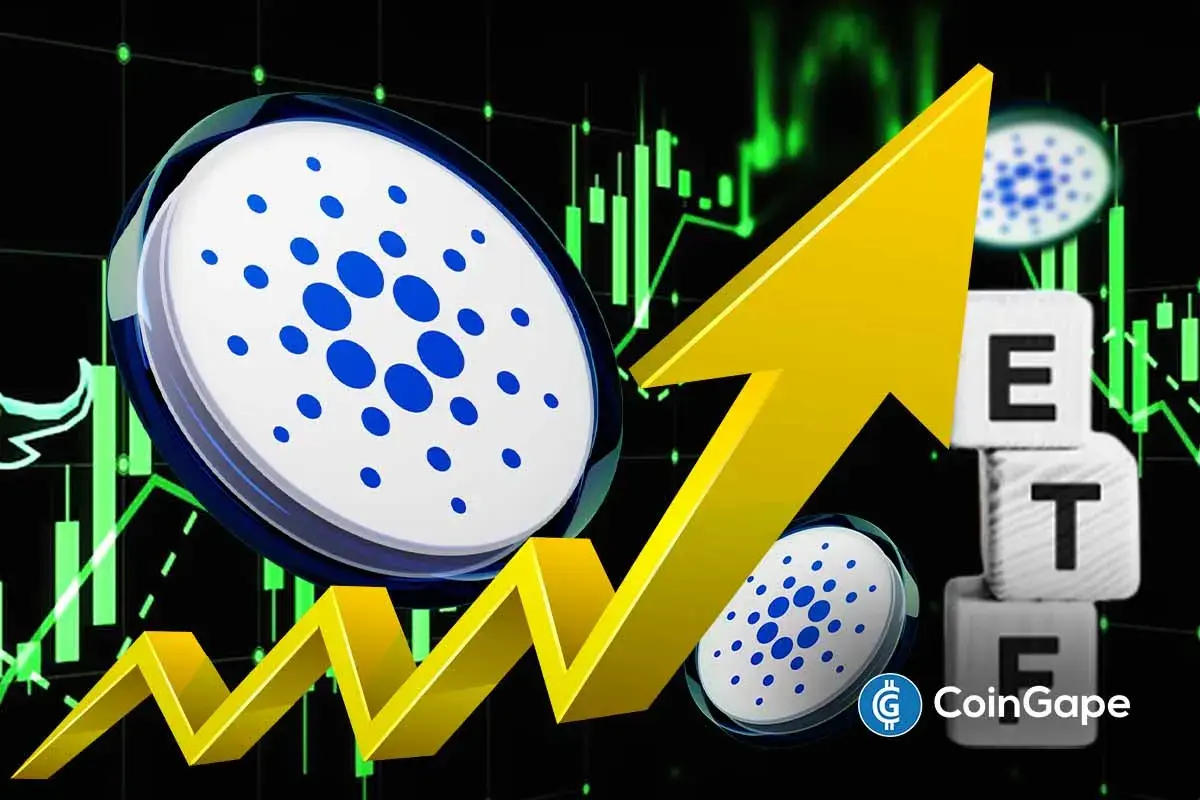 an image describing Cardano ETF concept with rising chart and bullish momentum