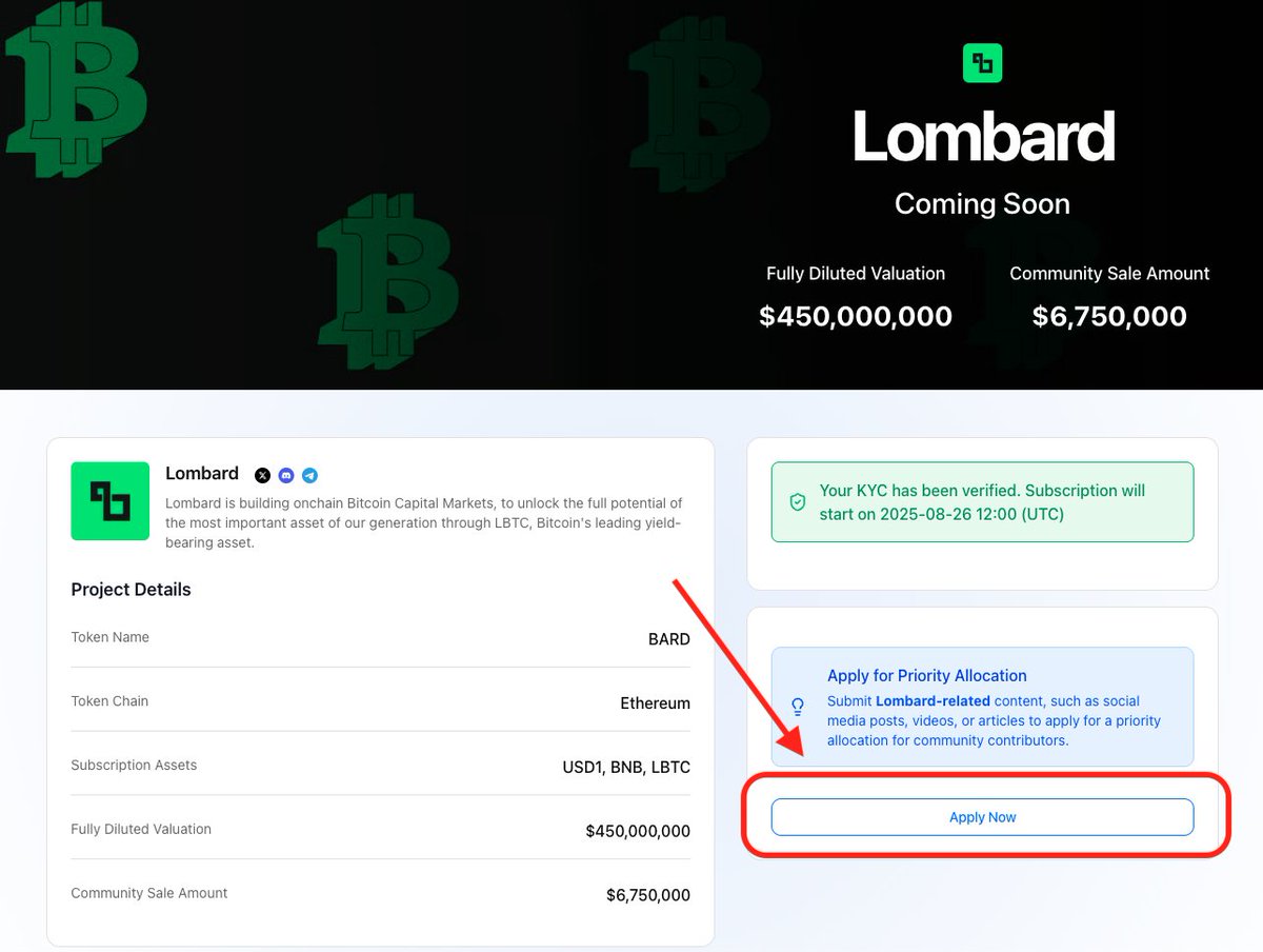 Lombard Finance Launches LBTC Token With 1% APY, $1 Billion TVL, Backed by Polychain and Franklin Templeton Across Multiple Chains
