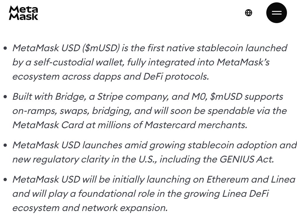 MetaMask Unveils Dollar-Backed mUSD Stablecoin With Stripe Support