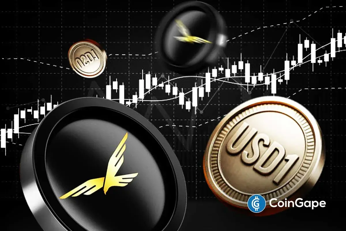USD1 and WLFI tokens shown with market chart, symbolizing Solana mint.
