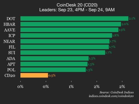 9am CoinDesk 20 Update for 2025-09-24: vertical