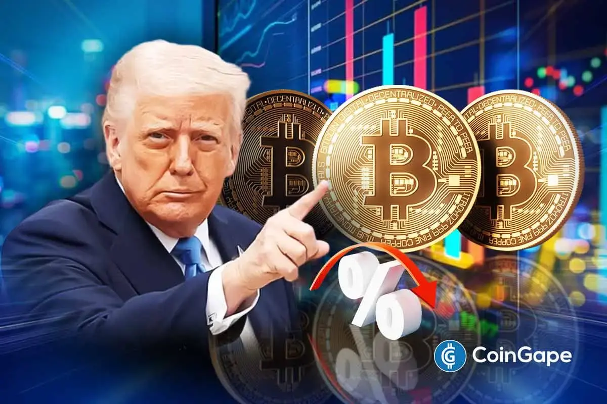 Bitcoin chart shows ascending triangle breakout setup as Trump pushes for 100 BPS Fed rate cut.