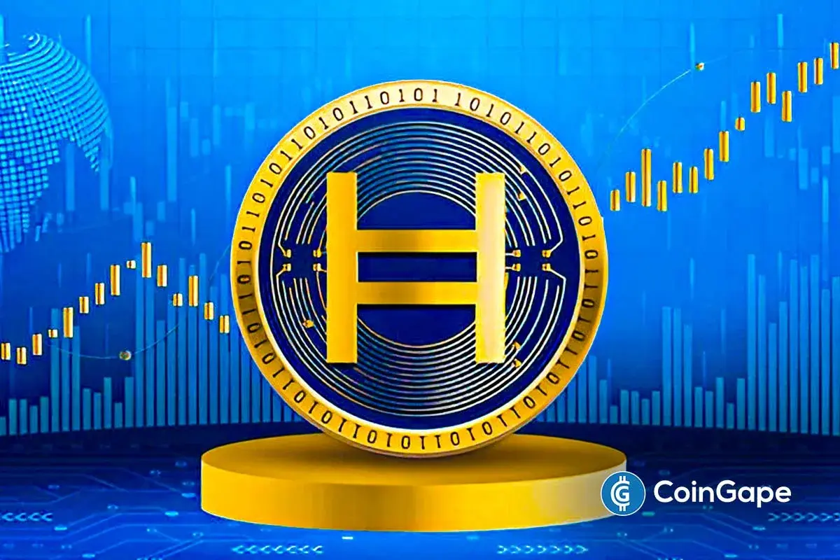Chart shows HBAR price forming bullish pennant pattern as analyst targets 123% rally