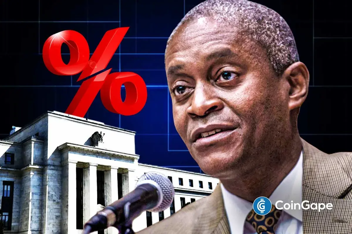 An image of Raphael Bostic as he comments on a Fed rate cut