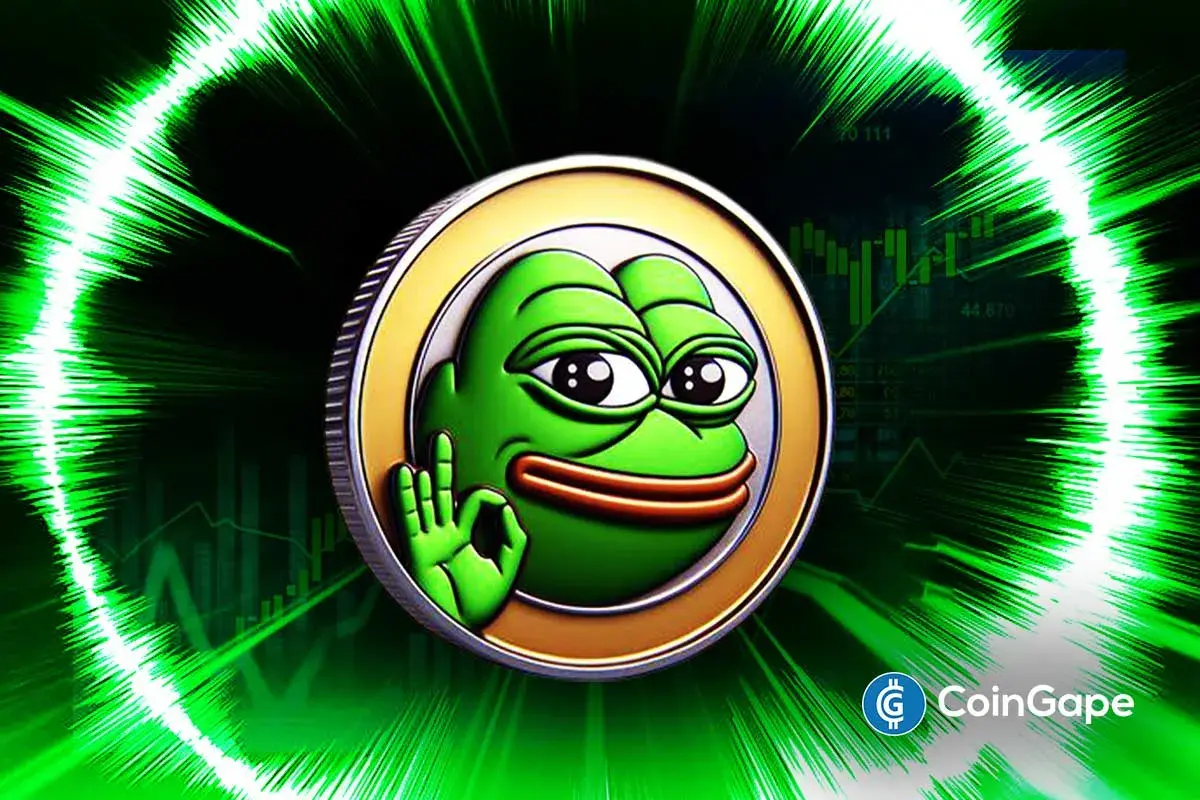 Chart shows Pepe Coin price holding support while social activity trends higher.