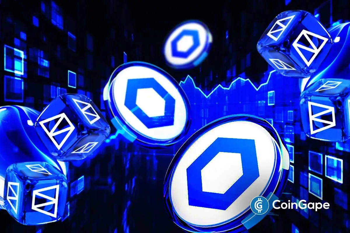 An image of Polymarket and Chainlink's logos