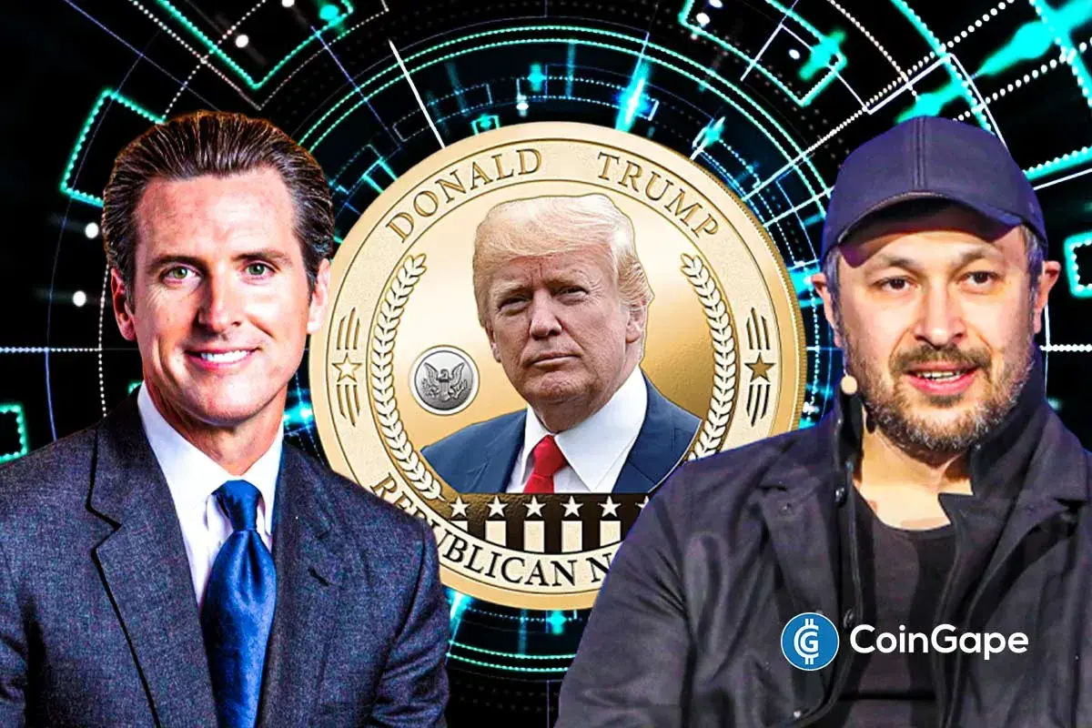 An image of Solana's founder, Gavin Newsom, and the Trump coin