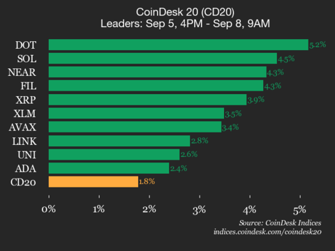 9am CoinDesk 20 Update for 2025-09-08: vertical