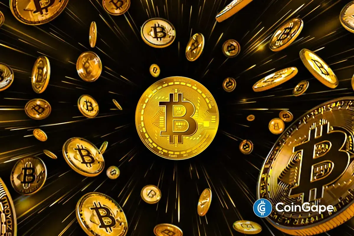 Gold Bitcoin coins flying outward, symbolizing growth in global BTC treasuries