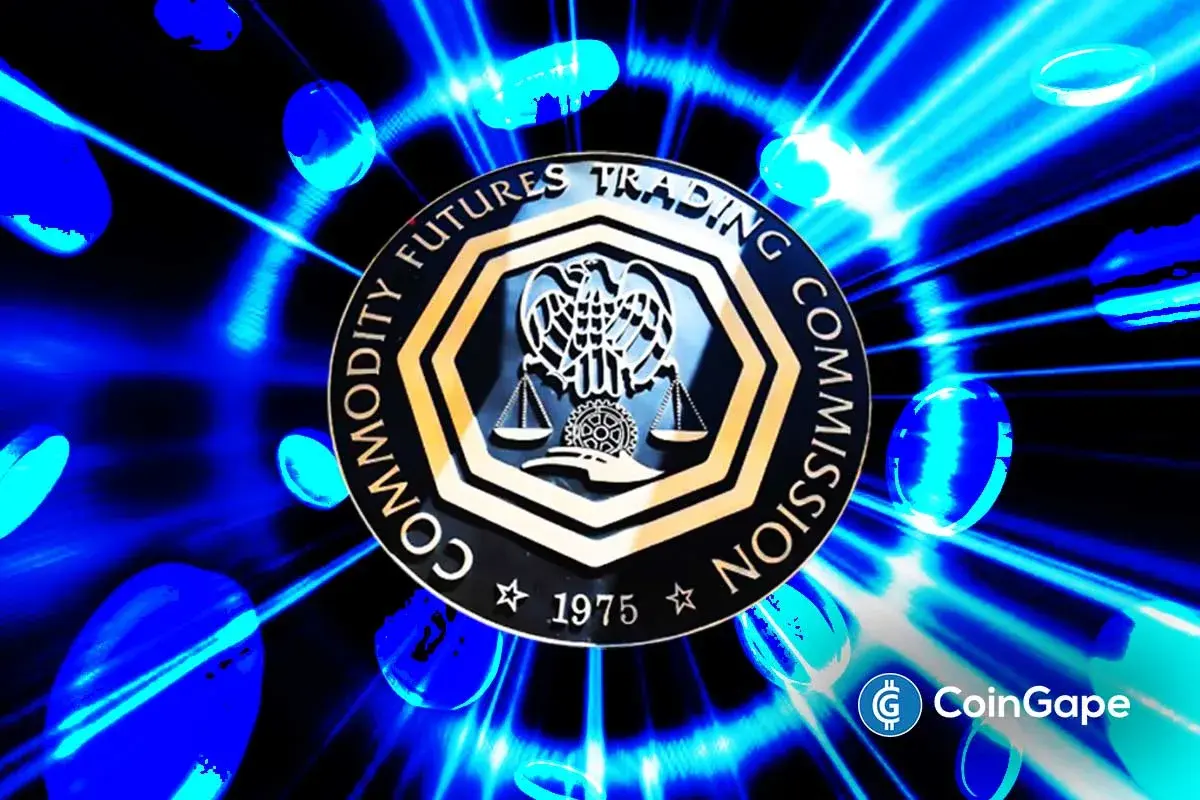 CFTC logo with digital effects highlights stablecoin collateral initiative in U.S. markets.
