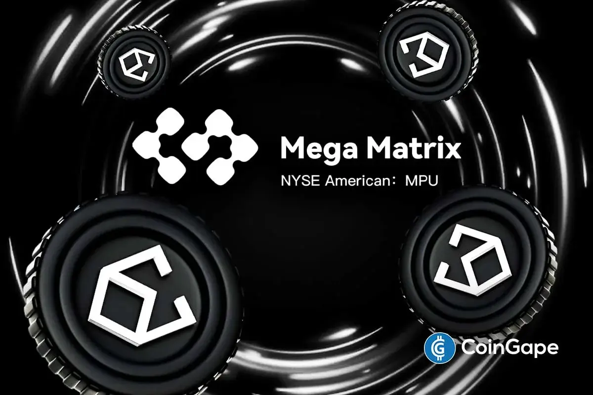 Mega Matrix logo with governance token icons symbolizing $2B share offering