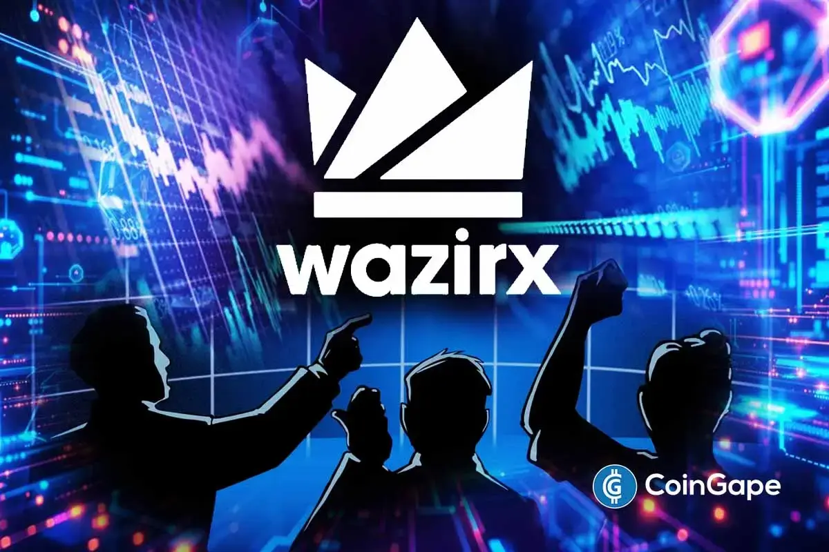 WazirX logo with traders reacting to XRP charts after latest court verdict.