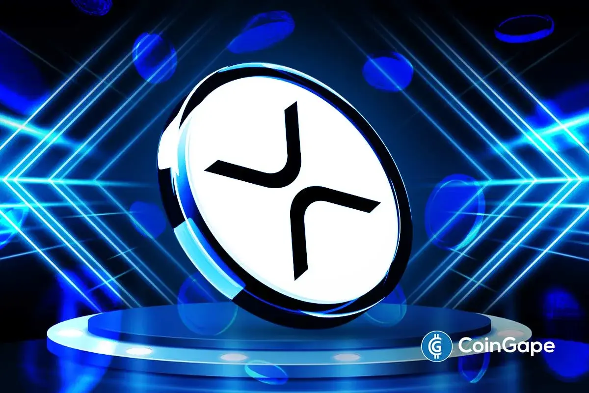 XRP logo displayed on a futuristic digital platform symbolizing rising institutional adoption.