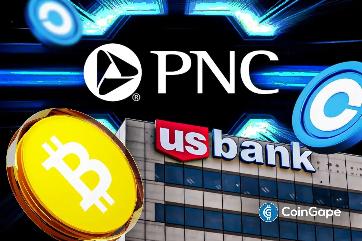 an image of PNC, Coinbase, and Bitcoin logo