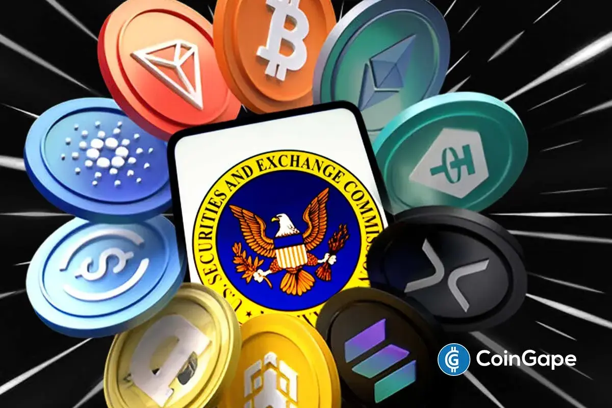 An image of the SEC logo and crypto logos
