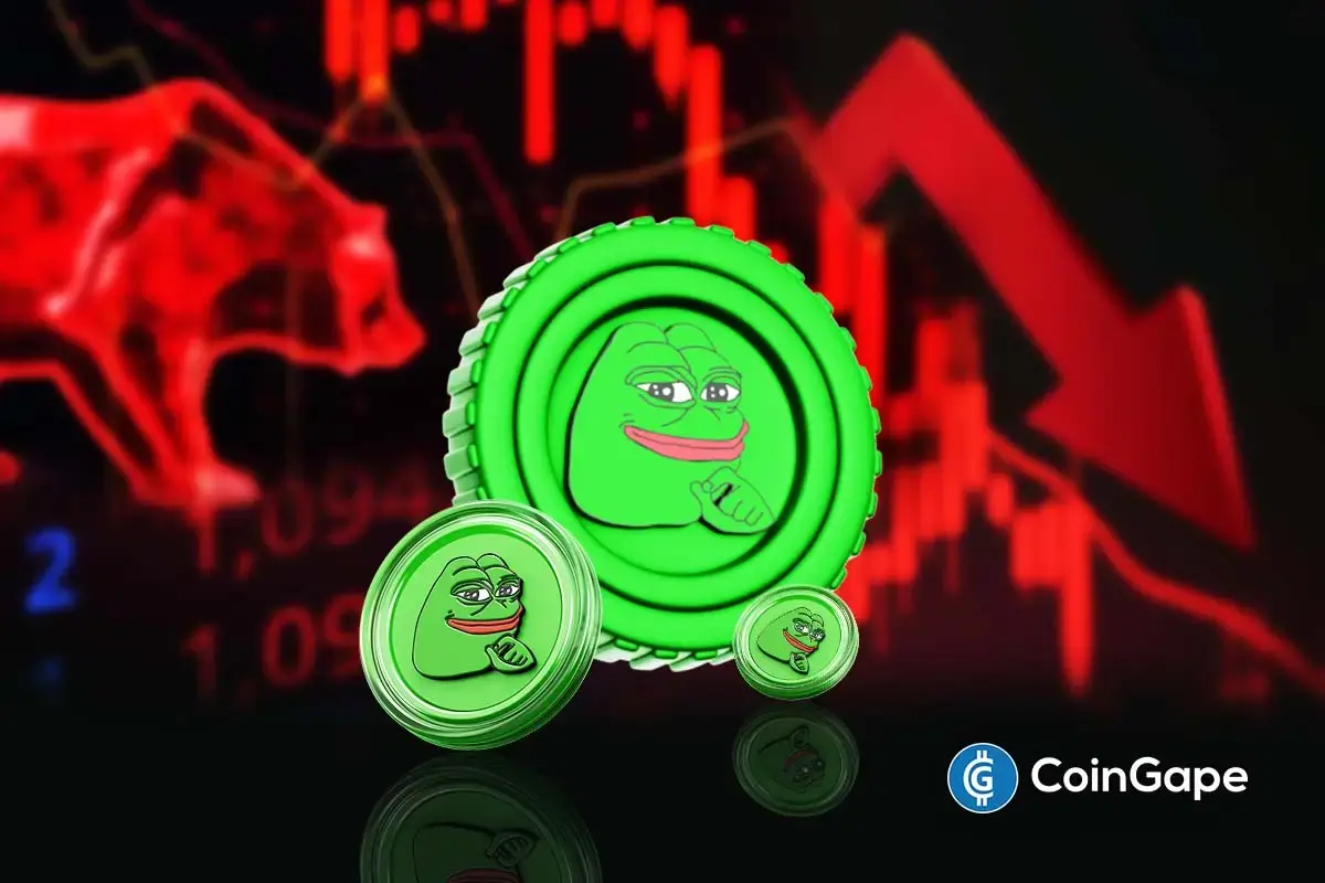 Pepe Coin appears under pressure as a bearish pattern raises concerns about growing downside risk in the market.