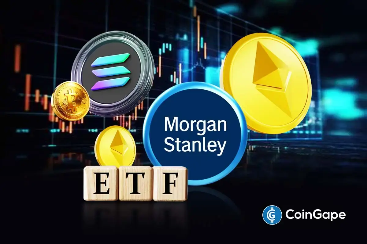 an image of Morgan Stanley and the ETH logo to represent the Morgan Stanley Ethereum ETF