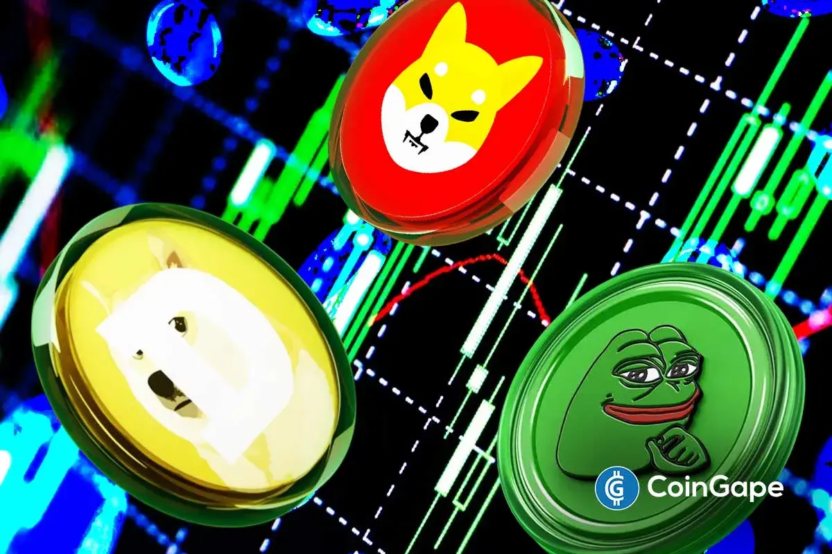 Dogecoin, Shiba Inu, and Pepe Coin lead meme coin gains despite market pullback, with traders eyeing key breakout levels.