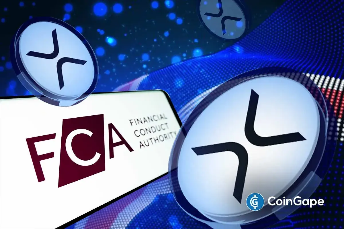 Ripple and XRP logos appear beside the UK Financial Conduct Authority branding, signaling Ripple’s FCA registration approval.